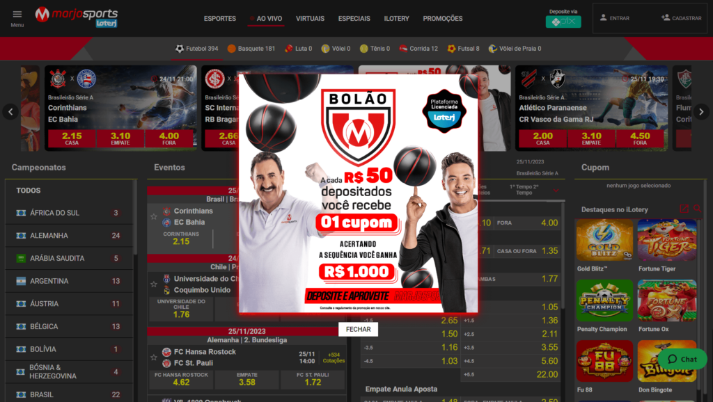 Ofertas de Boas-vindas do MARJOSPORTS