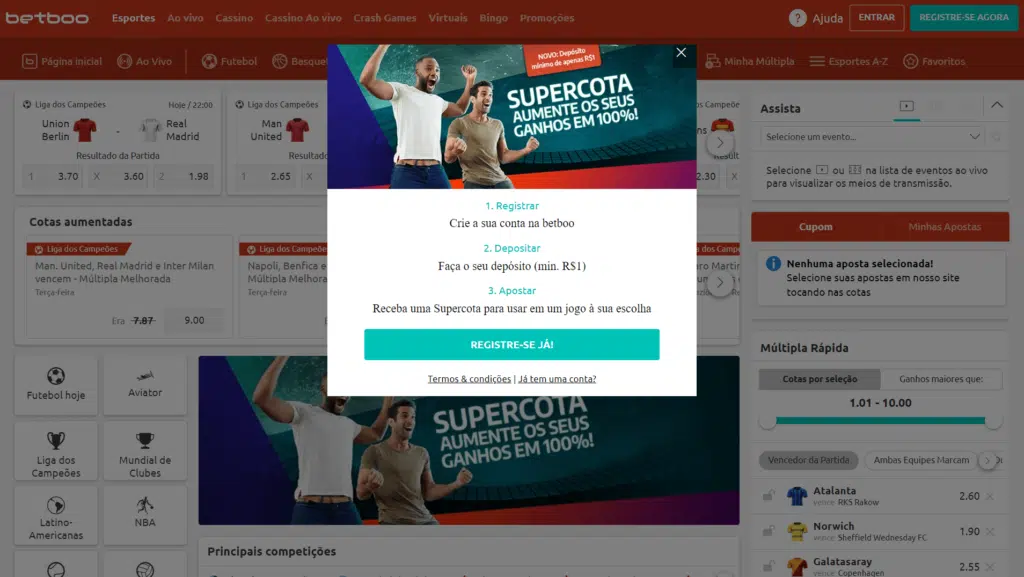 Ofertas de Boas-vindas do BETBOO