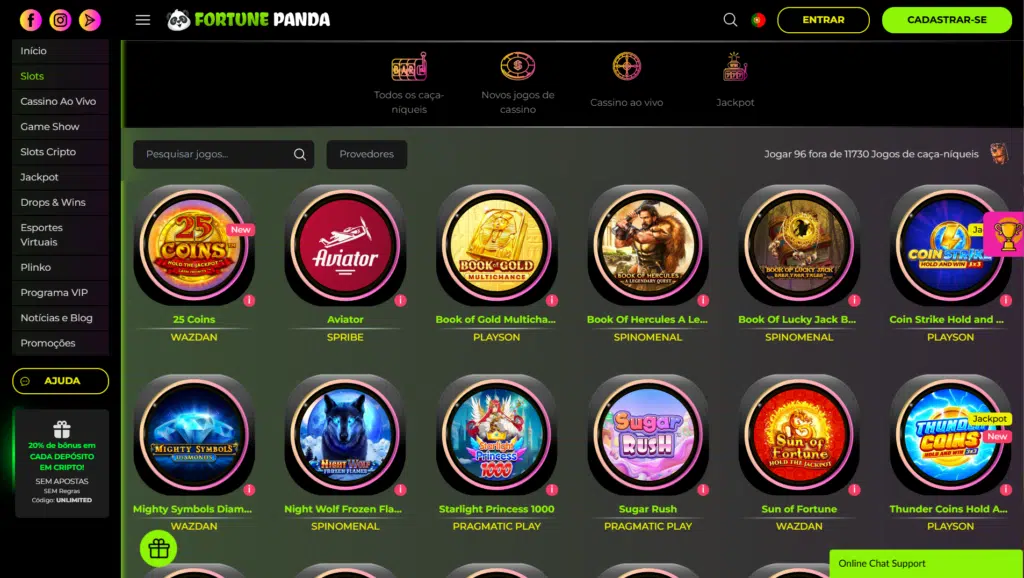 Jogos de Slots no Fortuna Panda Casino