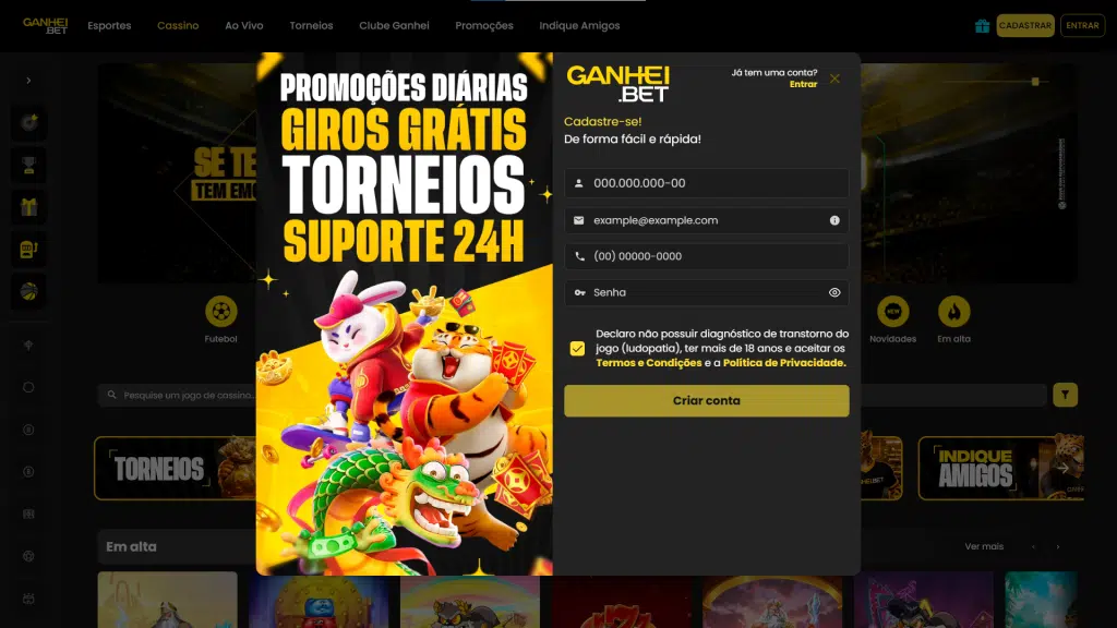 Guia de cadastro
